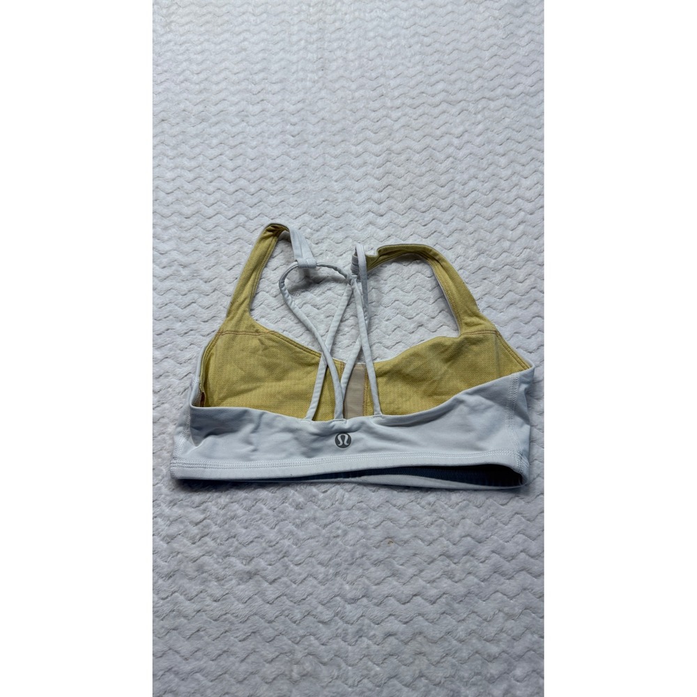 Lululemon Free To Be Wild Sports Bra Light Grey Yellow Strappy Back Size 4
